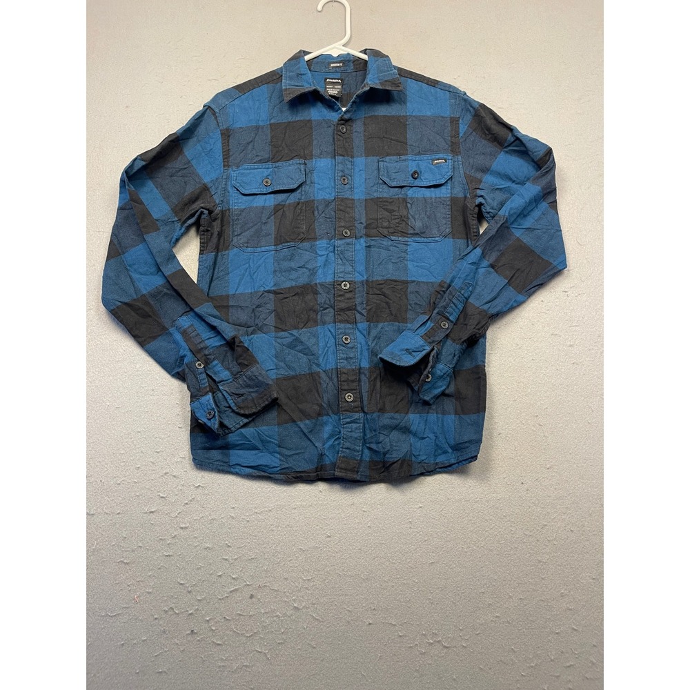 Dickies Button Down Flannel Blue Black Plaid Small Mens